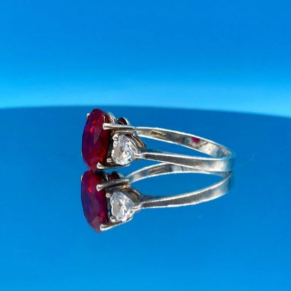 Lab Grown Ruby Sterling Silver Ring - Picture 12 of 15
